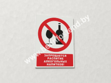 Знак Запрещается распитие алкогольных напитков! (с поясняющей надписью) (арт. ЕР26)